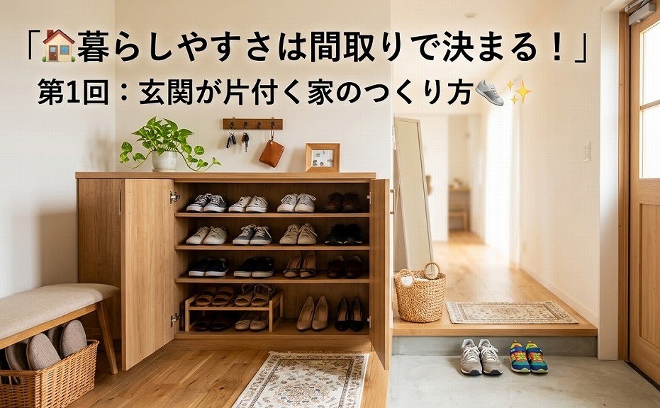 「🏠暮らしやすさは間取りで決まる！」 第1回：玄関が片付く家のつくり方👟✨ アイキャッチ画像
